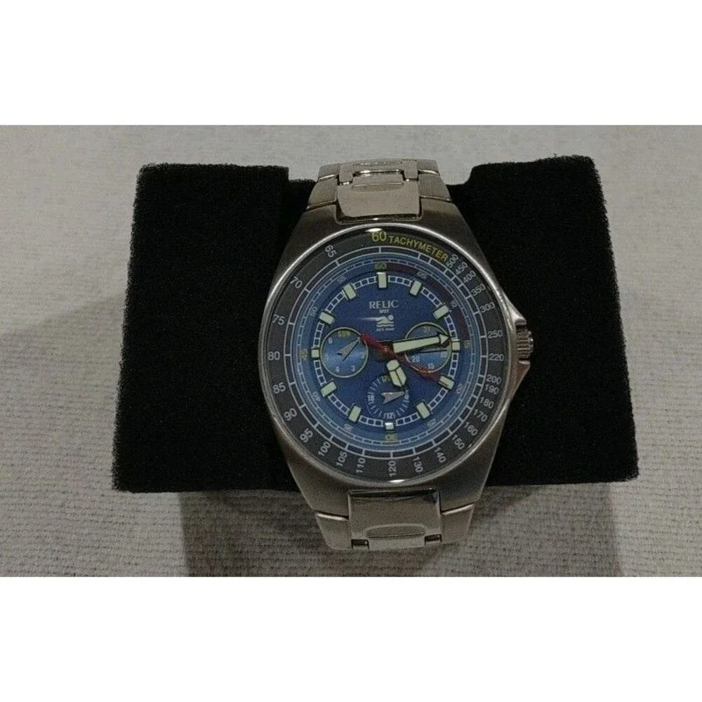 Relic Wet Men ZR15441 Blue Dial Chronograph Stainless Steel Quartz 43mm Watch
